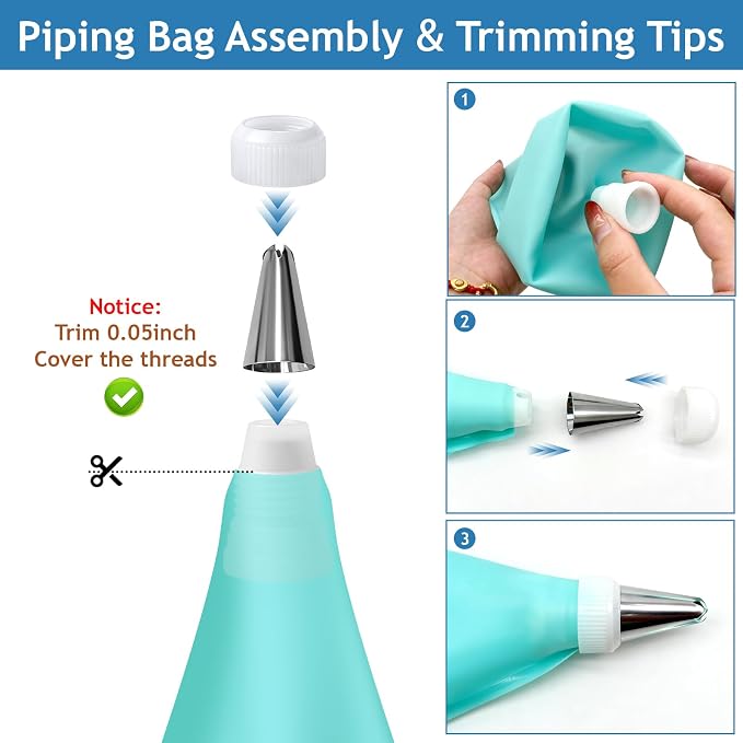 Piping Bags and Tips Set, Cake Decorating Supplies Kit, Reusable Pastry Bags and Tips, Frosting Piping Kit with 16 Inch Piping Bags, Silicone Rings, Couplers, Scrapers, Baking Tools for Cookie Icing