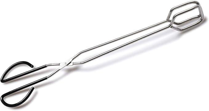 Hiash 16 Inch Extra Long Stainless Steel Kitchen Scissor Tongs, Non-Slip Comfortable Red Grip, Heat Resistant for BBQ and Cooking