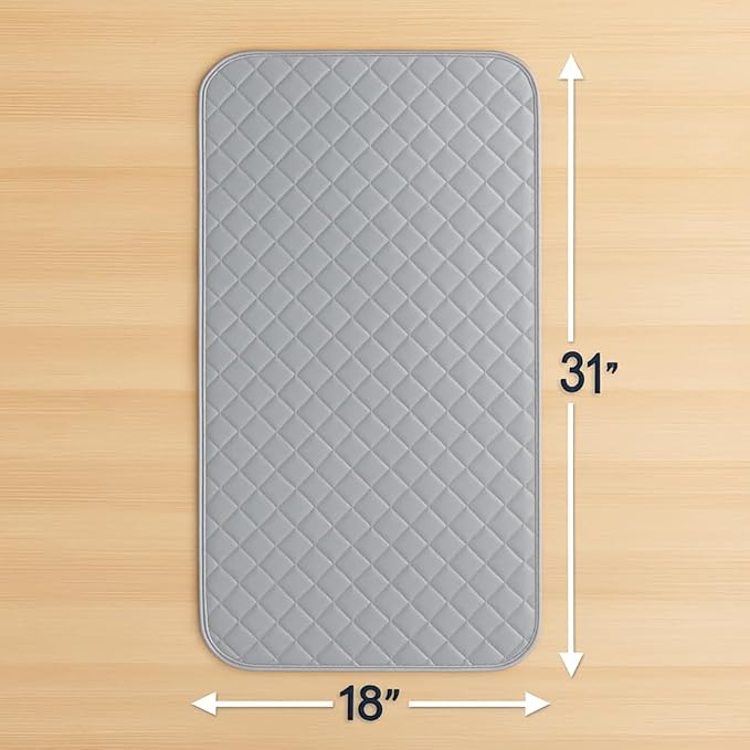 Iron Anywhere Magnetic Ironing Mat 18" x 31" – Quilted Heat-Resistant Blanket for Washer Dryer Tops – Foldable Portable Tabletop Pressing Pad and Board Alternative