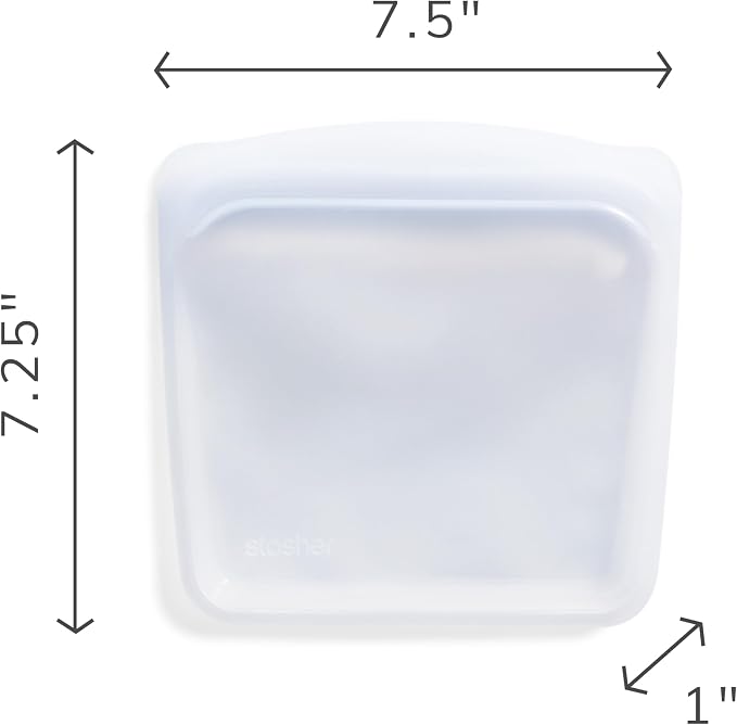 Stasher Silicone Reusable Storage Bag, Sandwich Bag, Reusable Freezer Bags, Microwave, Dishwasher, Oven Safe, Sous Vide, Lunch Container, Eco Friendly, Leak-free, Food Storage Bags, 28 oz, Rainbow