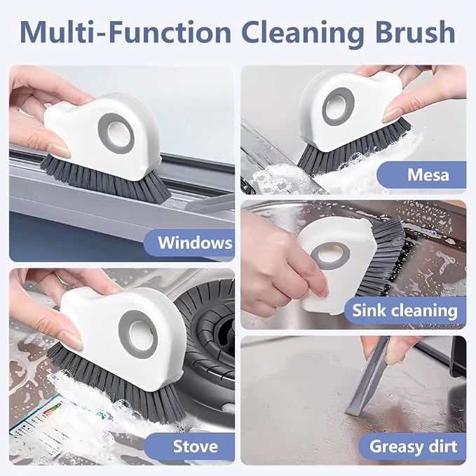 2 in 1 Groove Cleaning Brush, Window Track Cleaning Tools with Hard Bristles and Hidden Scraper, Crevice Brush for Sliding Door Track, Window Seal and Sill (Orange-2Pcs)