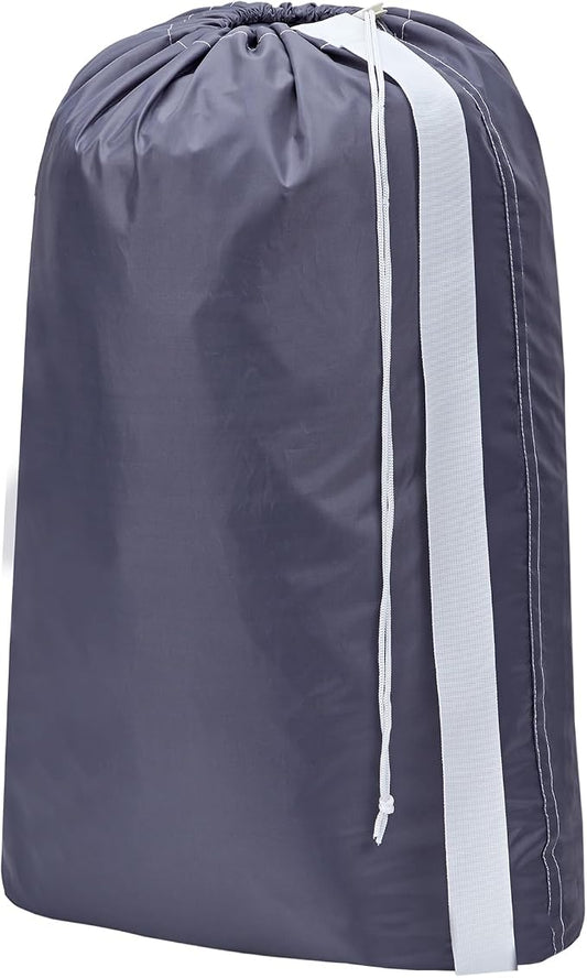 HOMEST XL Laundry Bag with Strap, Clothes Organizer for Dorm & Travel | Heavy-duty nylon material supports bulky garments and daily transport between baskets and storage areas, Grey