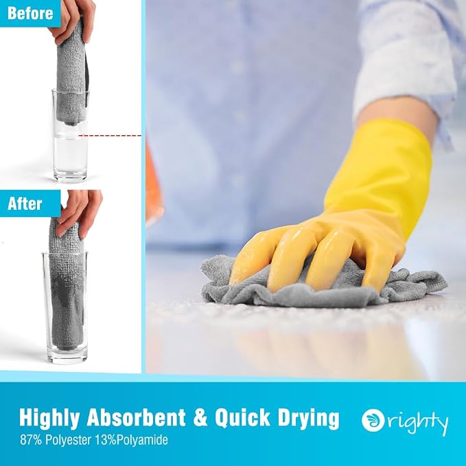 Orighty Microfiber Cleaning Cloth, 800 Pack Highly Absorbent Cleaning Rags, Household Cleaning Supplies, Reusable Microfiber Towels Lint Free Cloths for House, Kitchen, Car Care, 12x11 inch, Grey