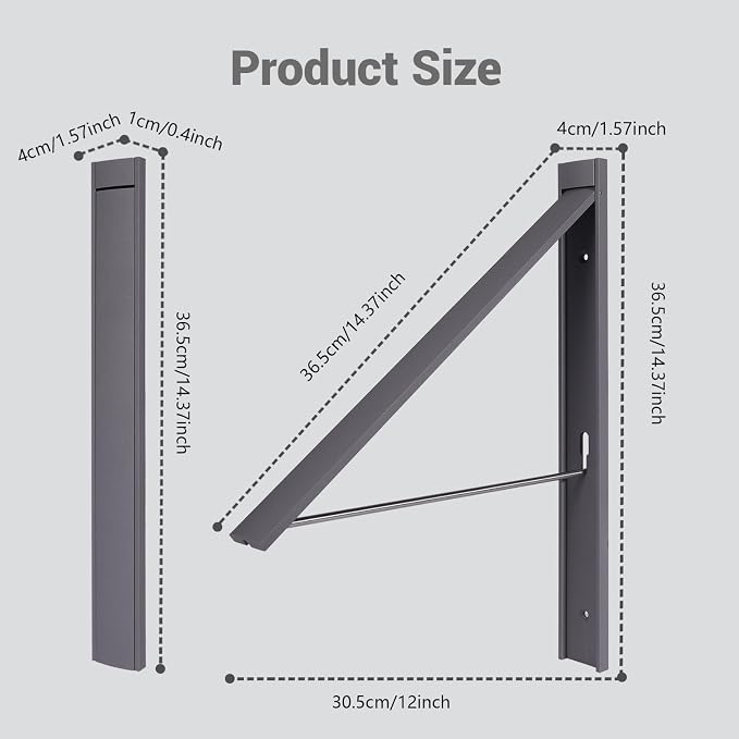 Clothes Drying Rack Folding Indoor,Laundry Room Organization,Wall Mounted Drying Racks for Laundry,Laundry Drying Rack Collapsible,Laundry Drying Rack,Retractable Clothesline (Gunmetal Gray)