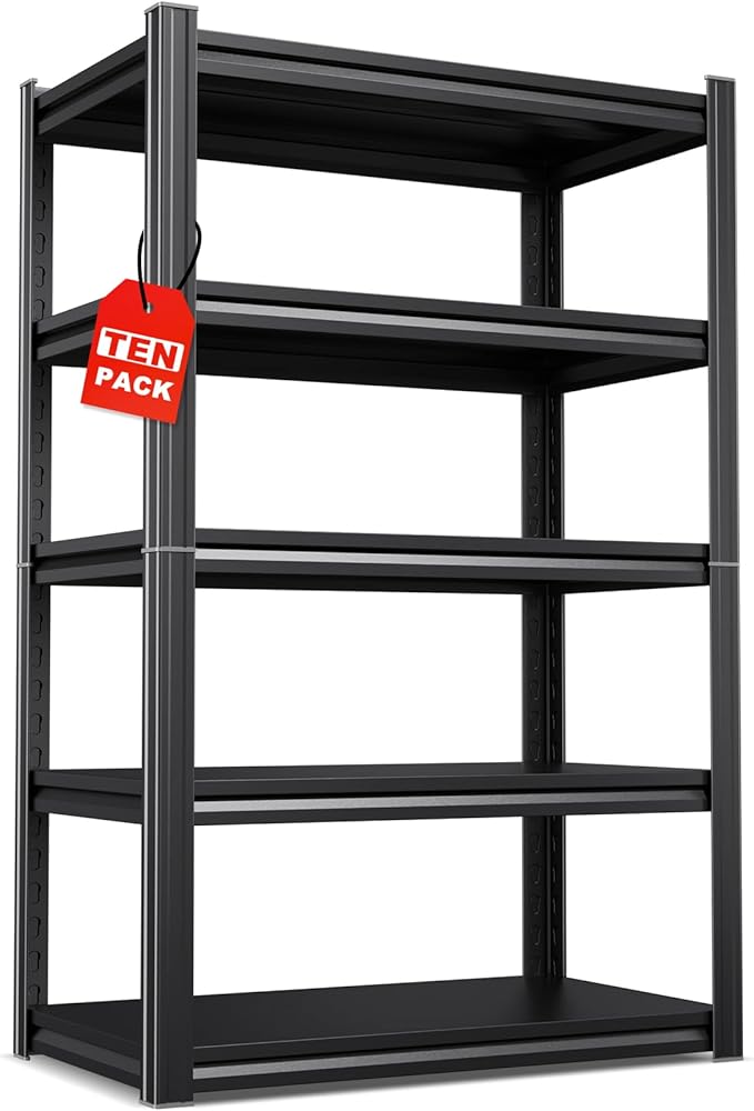 Set of 10, 71"H Garage Shelving-2050LBS 5 Tier Storage Shelves,Adjustable Heavy Duty Metal Shelving Unit and Storage Large Rack,Utility Steel Shelf For Shop Warehouse Industrial Pantry 71"x35"x16"