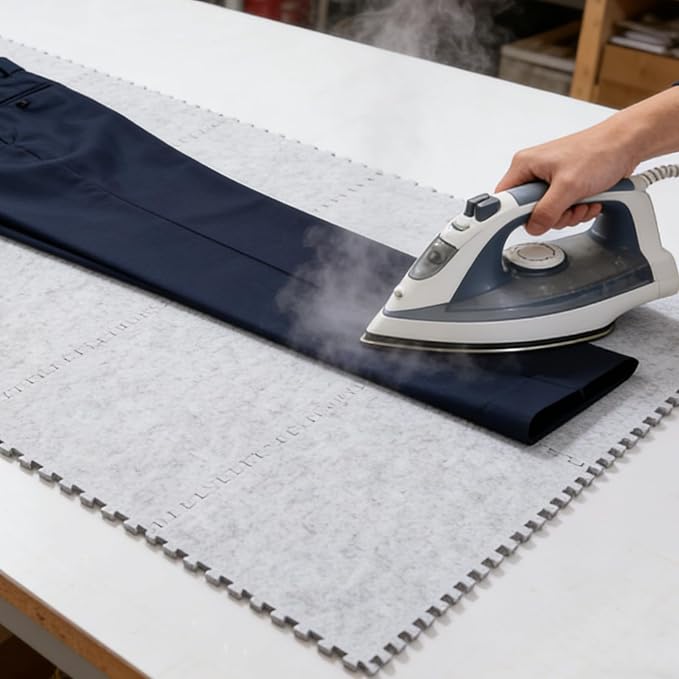 AIHSUMC 10 Pack Extra Large Wool Pressing Mat, Thick Felt Ironing Mats for Quilting & Sewing, Spliceable Ironing Pad Set for Large Fabric Projects, Portable Iron Board Alternative for DIY & Crafts