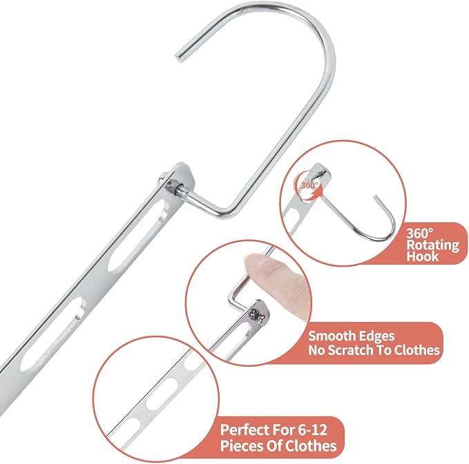 Metal Space Saving Hangers for Clothes, Collapsible Hanger Organizer 10Pack