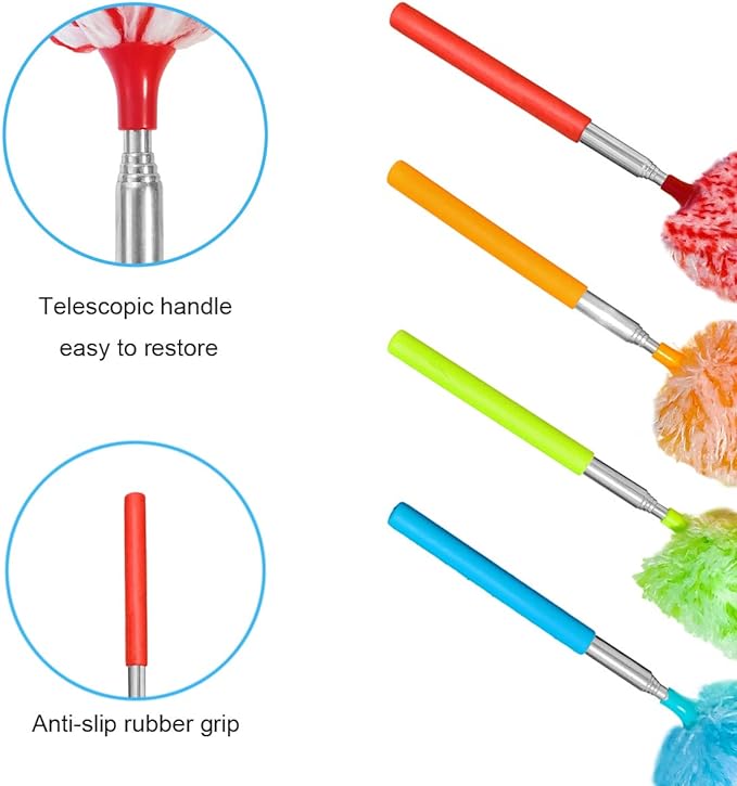 Tonmp 4 Pcs, [Microfiber] Hand [Duster] [Washable] Microfibre Cleaning Tool Extendable [Duster]s for Cleaning Office, Car, Computer, Air Condition
