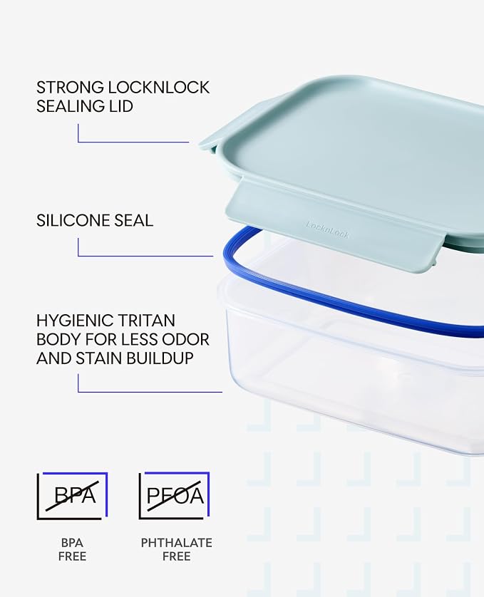 LocknLock Classic-Plus Plastic Food Storage Container | Airtight Plastic Food Storage Containers with Lids | BPA Free Stackable Food Storage for Meal Prep, Leakproof, Freezer & Dishwasher Safe, 3.8L