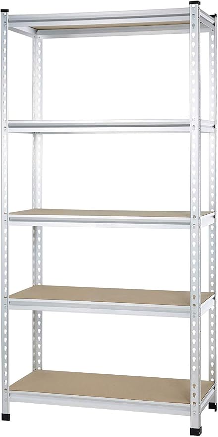 Amazon Basics Double Post Press Board 5 Tier Shelf 36 x 18 x 72, Aluminum | Medium Duty, Storage, Shelving
