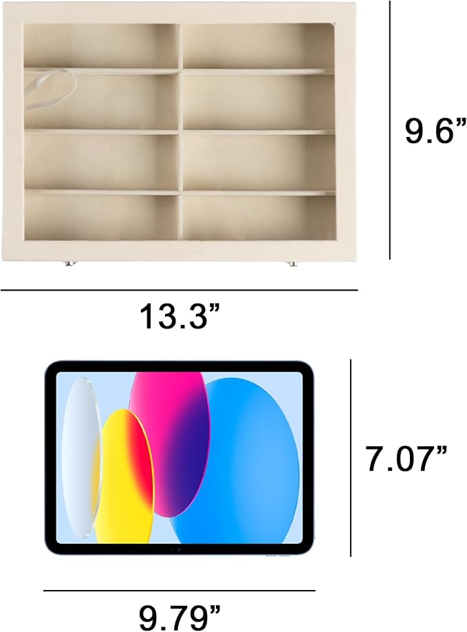 Frebeauty 8-Slot Sunglass Organizer,Velvet Sunglass Holder with Clear Lid | Vanity Glass Holder,Sunglass Case For Multiple Sunglass,Sunglass Tray for Drawer,Sunglass Box for Women,Eyeglass Organizer
