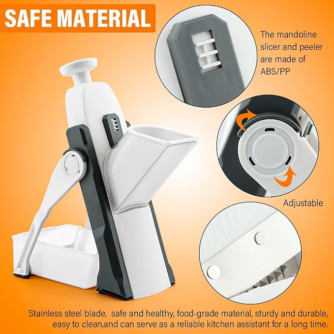 Safe Mandoline Slicer for Kitchen, Potato Slicer Cucumber Slicers with Peeler, Thickness Adjustable Vegetable Food Slicers, Vertical Kitchen Faster Cutter Artifact
