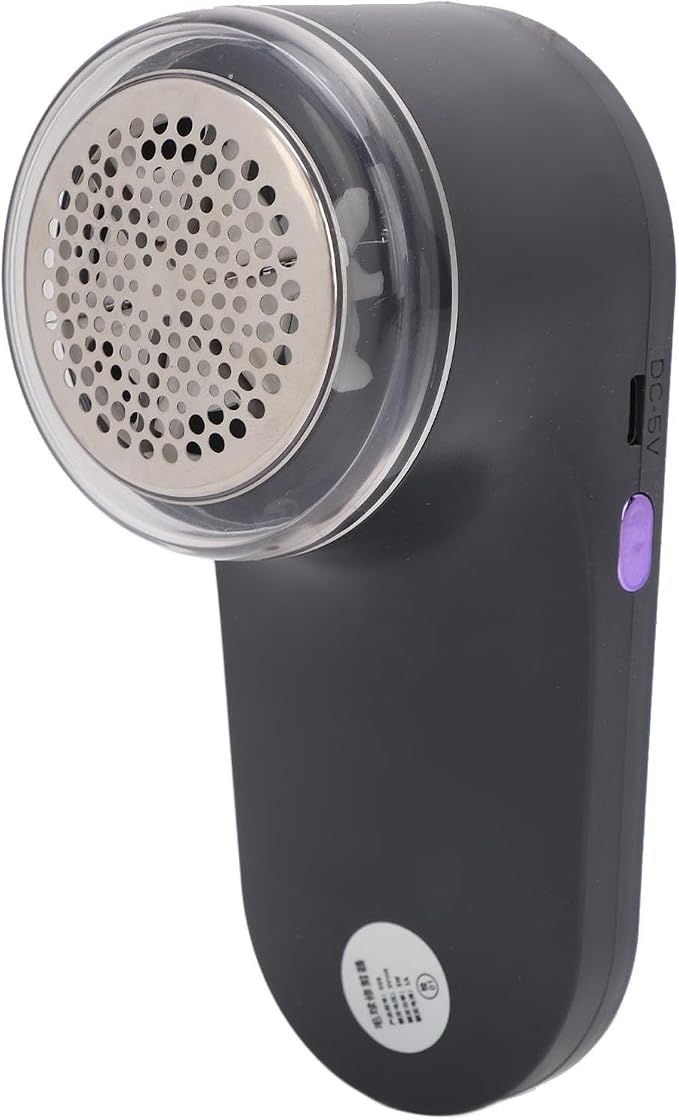 Fabric Shaver and Lint Remover, Electric Defuzzer with 6-Leaf Stainless Steel Blades, Removable Bin, Dual Protection, for Clothes, Sweater, Couch, Blanket, Curtain (Grey)