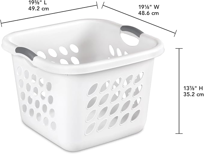 PEtbon 1.5 Storage Bushel Square Laundry Basket Plastic, Laundry Hamper White