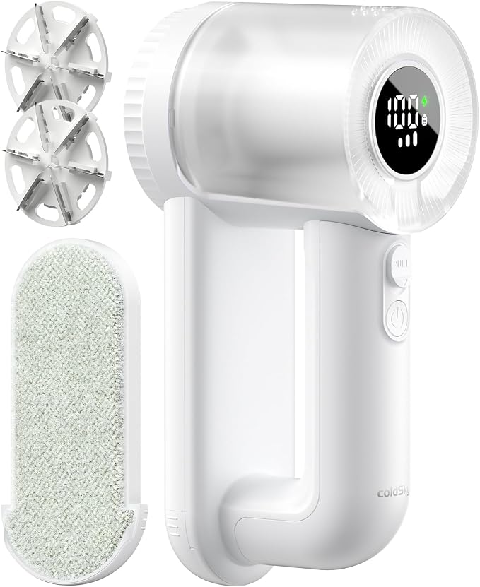 coldSky Large Fabric Shaver, 2-in-1 Electric Fabric Shaver & Lint Remover | 3-Speed Modes, LED Digital Display, Rechargeable, Sweater Defuzzer for Clothes, Furniture, Couch
