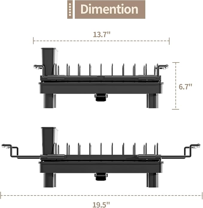 SanDream Dish Drying Rack, Small Over Sink Dish Drying Rack, Expandable Over the Sink Dish Drying Rack with Drip Tray for Kitchen Counter & in Sink