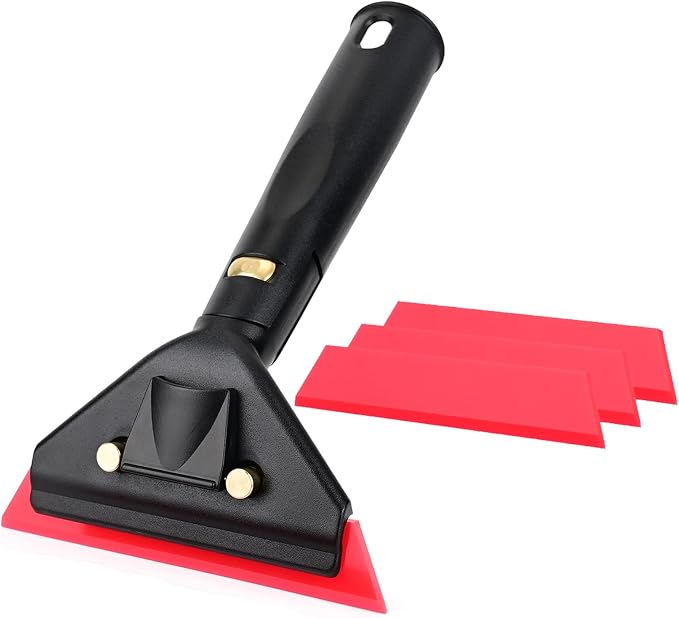 EHDIS Small Window Squeegee for Tinting/Cleaning with 3 Replacement Blades | Flexible Rubber Blade for Tight Spaces Shower Doors, Mirrors, Auto Glass, and Windows Film Installing and Washing