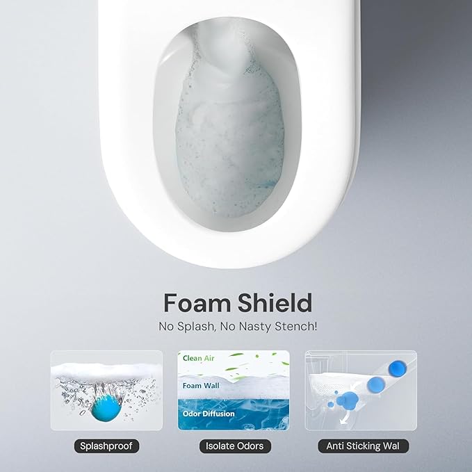 Smart Toilet with Bidet Built In, One-Piece Electric Tank Toilet with Auto Open & Close Lid, Dual Flush 1.28 GPF, Heated Seat, Remote Control, Foam Shield, Warm Air Dryer & Temp Display