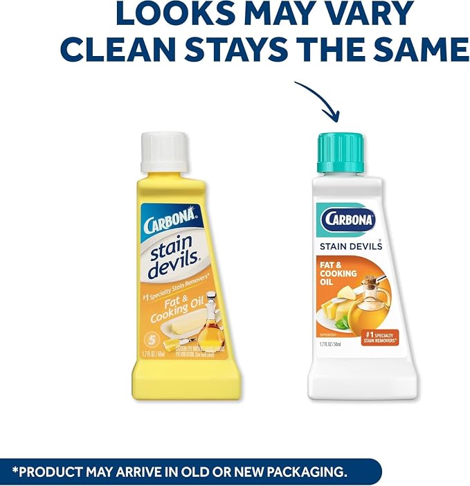 Carbona Stain Devils® #5 | Fat & Cooking Oil | Professional Strength Laundry Stain Remover | Multi-Fabric Cleaner | Safe Formula | 1.7 Fl Oz, 6 Pack