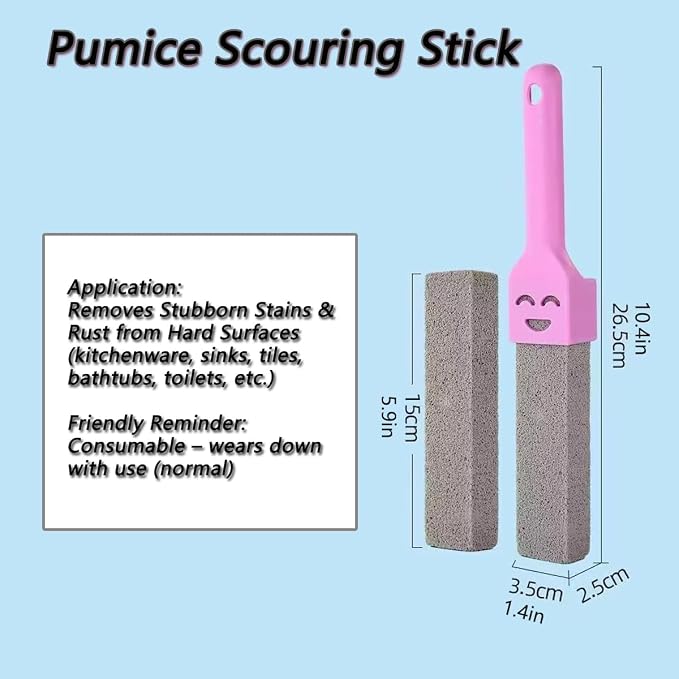10-Pack of Pumice Cleaning Sticks with 2 Universal Handles and 1 Dustpan Brush Cleaning Brush. Gray Pumice Cleaner, Suitable for Cleaning Toilets, bathrooms, Kitchens, spas and Swimming Pools
