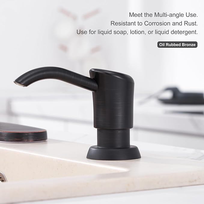 Soap Dispenser for Kitchen Sink, ABS in Counter Soap Dispenser(Oil Rubbed Bronze), with 17 Ounce Large Pet Soap Bottle, Refill from The Top, Venetian Bronze