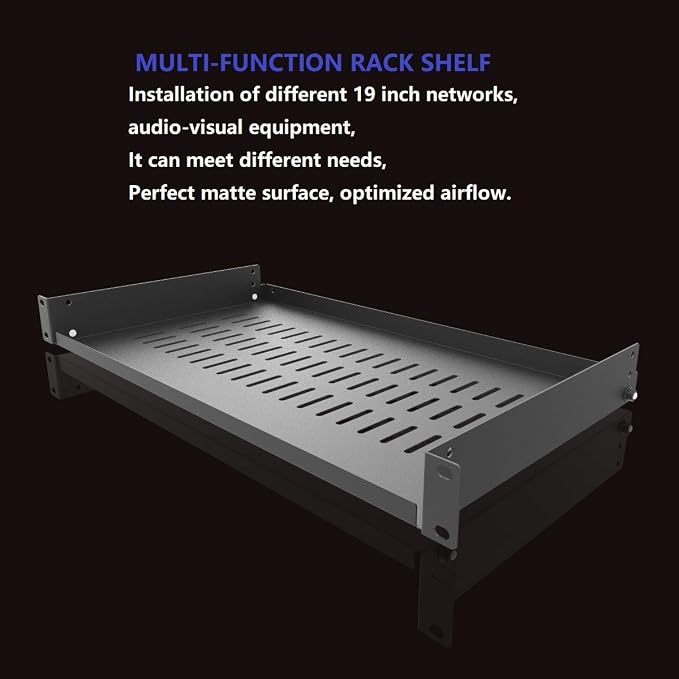 1U Vented Cantilever Server Rack Mount Shelf 10" Depth | for 19-Inch Network/AV Equipment Rack and Cabinet, Disassembled (1U10V)