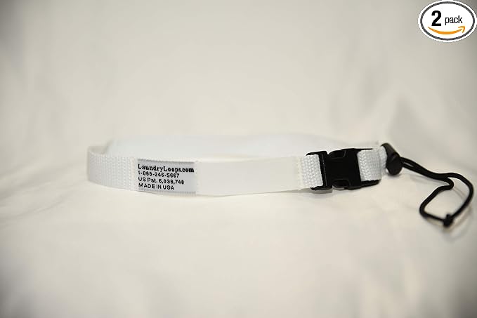 with Sock Snare, Premium White Laundering Strap, Package of 2, LLOOP-White2
