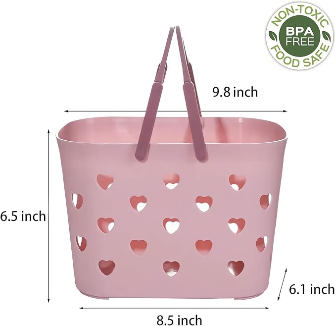 Anyoifax Portable Shower Caddy Tote Plastic Storage Basket with Handle Box Organizer Bin for Bathroom, College Dorm, Pantry, Kitchen, 2 Pack, Pink | Bathroom Caddy Storage Tote Cleaning Supply Caddy for College Dorm, Kitchen, Pantry, Garage