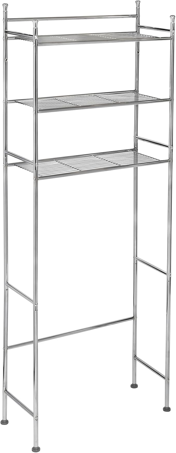 Honey-Can-Do 3-Tier Metal Bathroom Shelf Space Saver, Over The Toilet Storage Rack Organizer, Adjustable Chrome Wire Shelving Unit for Towels & Toiletries, 9.5 x 23 x 60 in