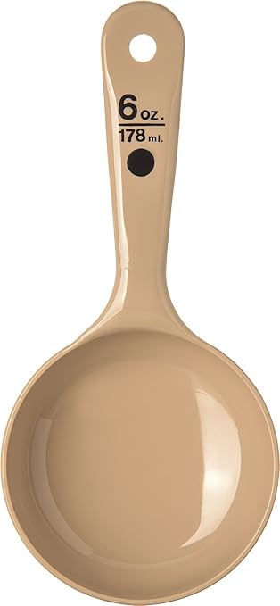 Carlisle FoodService Products Measure Miser Plastic Measuring Spoon with Short Handle, 6 Ounces, Beige (Pack of 12)