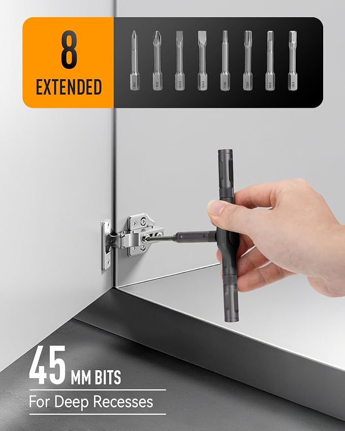43 IN 1 Magnetic Ratchet Screwdriver Set with Detachable T Handle | S2 Steel Bits, for Home Daily Repair, Furniture Assembly, DIY Projects, Gift for Men Husband