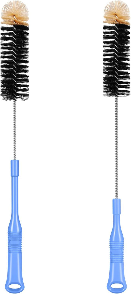 MOSOLAN Bottle Cleaning Brush, 17 Inches Extra Long Handle Water Bottle Brush, Flexible Bendable Cleaner for Washing Narrow Neck Bottles, Wine Decanter, Kombucha, Pipes, Beer Brewing Supplies, 2 Pack