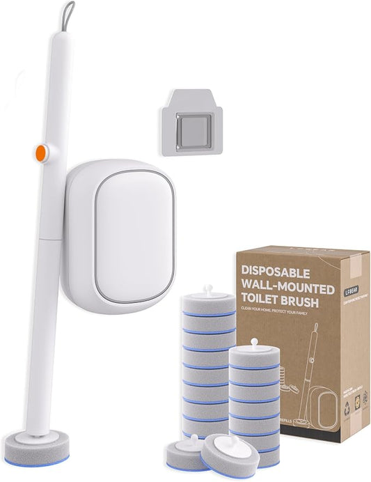 Disposable Toilet Cleaning System - Toilet Wand Kit with 36 High-Performance Refills, Wall Mounted Toilet Brush and Holder for Deep Cleaning Bathroom (2 Toilet Brush+56 Refills)