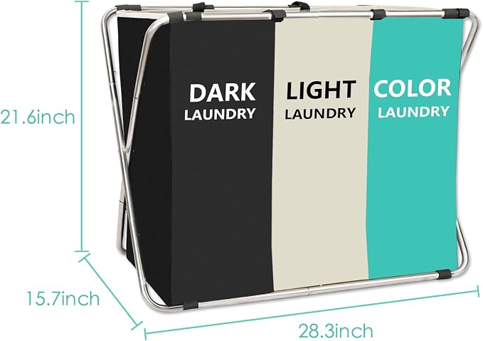1-Pack Large Laundry Basket, Waterproof, Freestanding Laundry Hamper, Collapsible Tall Clothes Hamper with Handles for Clothes Toys in the Dorm & Family Closet Storage and Organizer (Green)