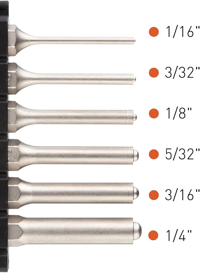 Fix It Sticks Roll Pin Punch Set - FISRS6P | Durable Versatile Gunsmithing Solid 6 Punches with Pilot Point | Sizes - 1/16", 3/32", 1/8", 5/32", 3/16", & 1/4"