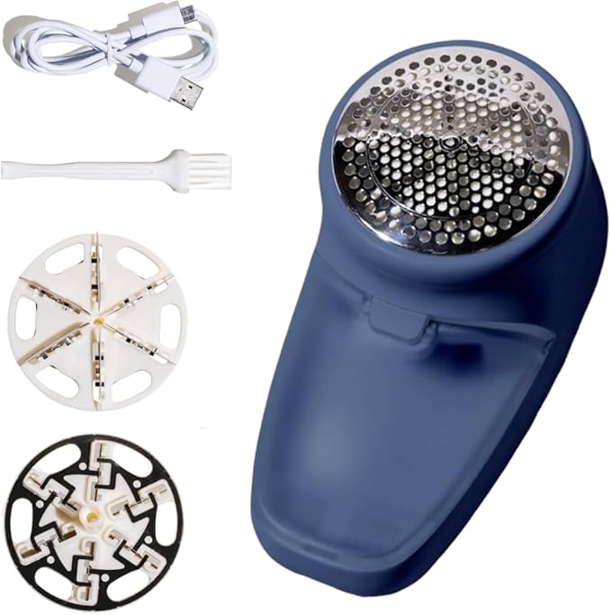 Nori Trim Fabric Shaver - Lint Remover for Clothes & Furniture - Navy | Couch pilling, sweater pill remover, clothes shaver with 6 precision blades, wireless and rechargeable