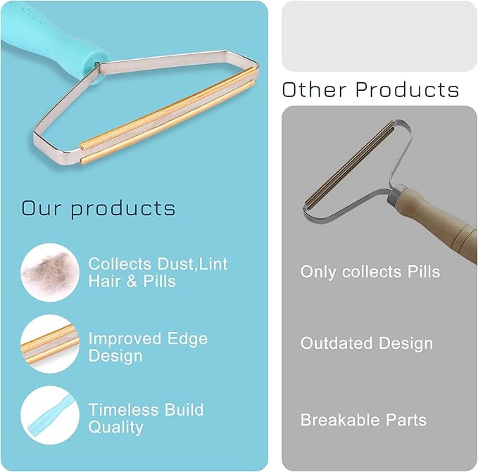 Pet Hair Remover Tool, Double Edge Carpet Rake for Dog Cat Fur, Multi Fabric Lint Remover for Couch, Rug, Pet Tower, Cat Mat, Car Trunk, Reusable Deep Cleaning Brush