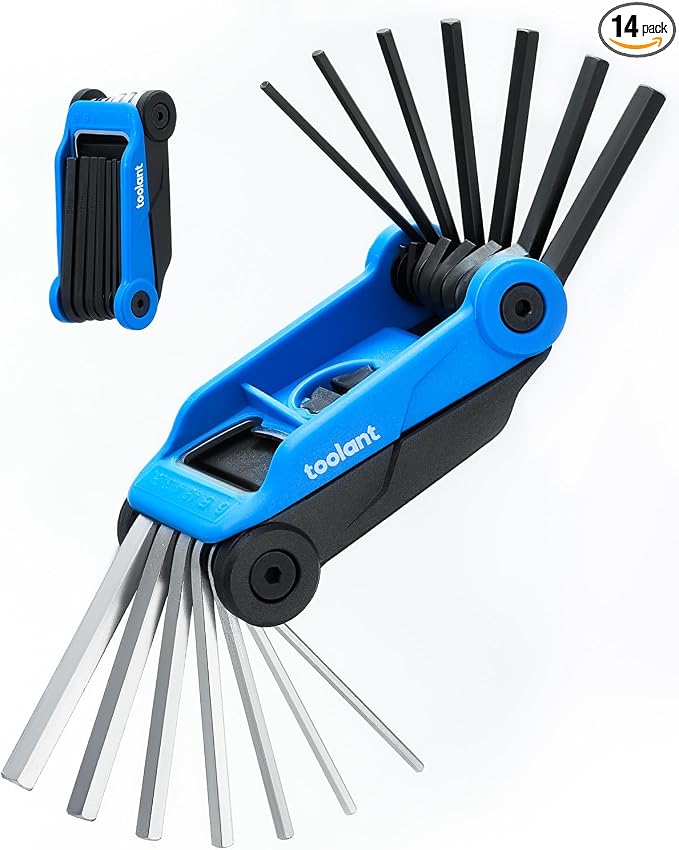 Kraftek toolant 14PCS Folding Allen Wrenches Sets, Metric Allen Key Set 2mm- 6mm, SAE Hex Key Set 5/64”- 1/4", CRV Steel EDC Tool for Bike Repair & Home,Compact Foldable Hex Key Set for Men