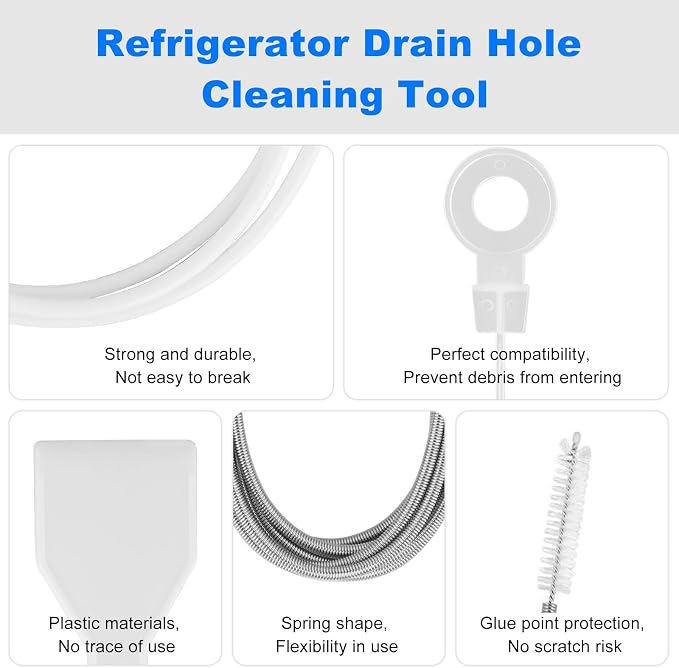 Refrigerator Drain Cleaning Tool, 8 PCS Reusable Waterline Buddy For Refrigerator, Fridge Water Line Cleaner Kit Suitable for Cleaning Refrigerator Drain Holes, Car Sunroofs Drain Holes