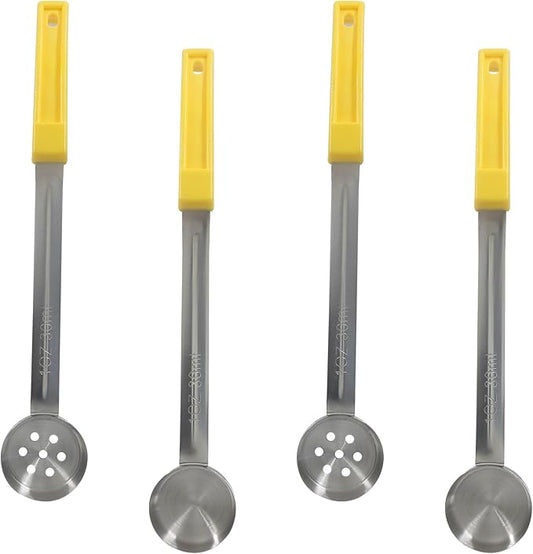 Hordion 4 Pcs Portion Control Serving Spoons Ladle Scoops, Food Measuring Ladle Utensils Proportion Manage Slotted and Unslotted Scoops for Weight Loss(Yellow, 1oz)