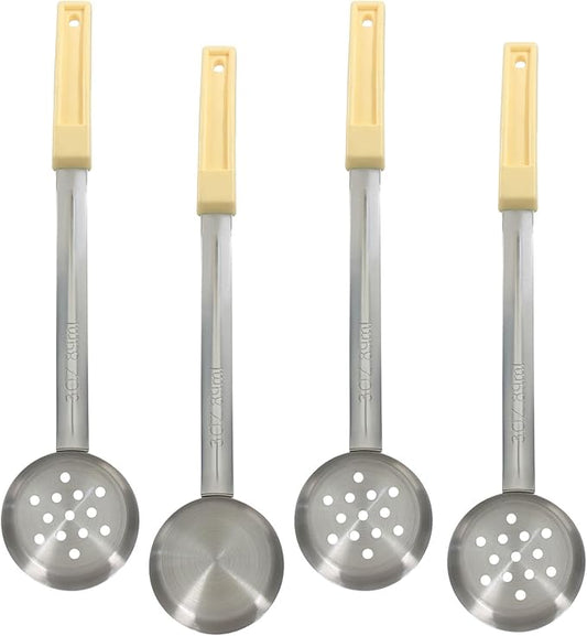 Hordion 4 Pcs Portion Control Serving Spoons Ladle Scoops, Food Measuring Ladle Utensils Proportion Manage Slotted and Unslotted Scoops for Weight Loss(Beige, 3oz)