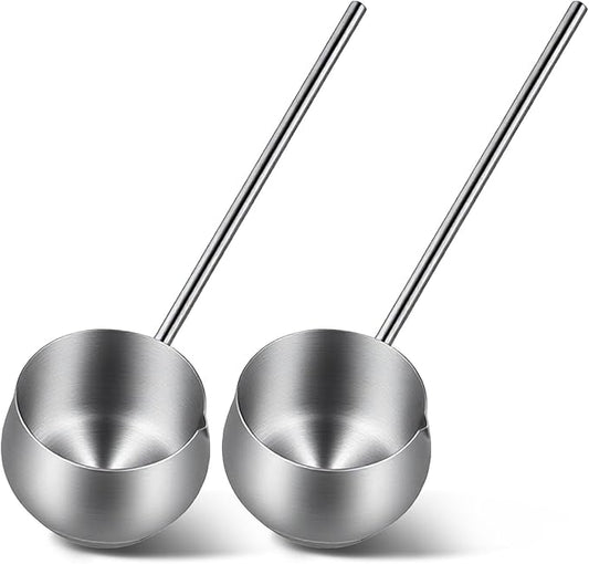 2 Pcs Stainless Steel Soup Ladle with Pour Spout, Long Handle Gravy Scoop Spoon for Punch Bowl, Sauce & Cooking, Heat-Resistant SUS304 Ladle with Spout