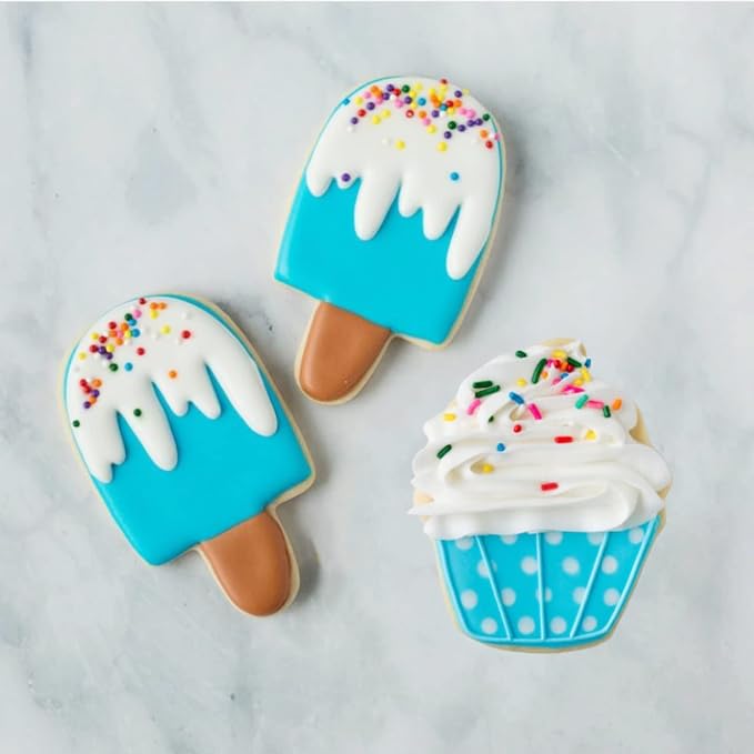 JOB JOL Summer Cookie Cutters 4 PCS, 3'' to 4'', Ice Cream, Popsicle, Cupcake
