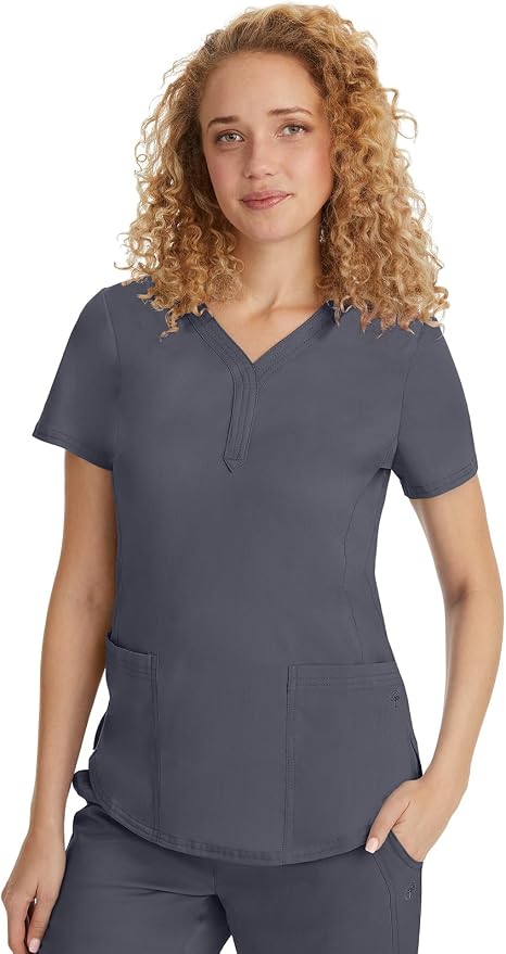 Healing Hands Purple Label Jane Scrub Top for Women Y-Neck Design | 2 Patch Pockets, Slim Fit Side Vents, Fitted Shirttail Silhouette, Breathable Comfort, Easy Care Fabric, Made for Every Shift