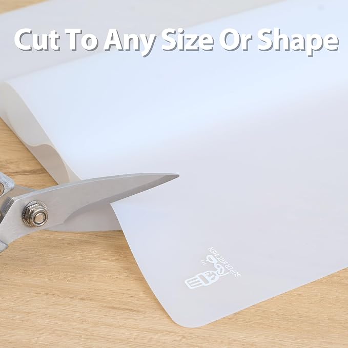 Thick Silicone Counter Mat Large 23.4"by15.6", Heat Resistant Mat for Kitchen Table/Countertop Protector/Non Stick Pastry Baking Placemats, Silicone Pad for Crafts Kids Super Kitchen White Translucent