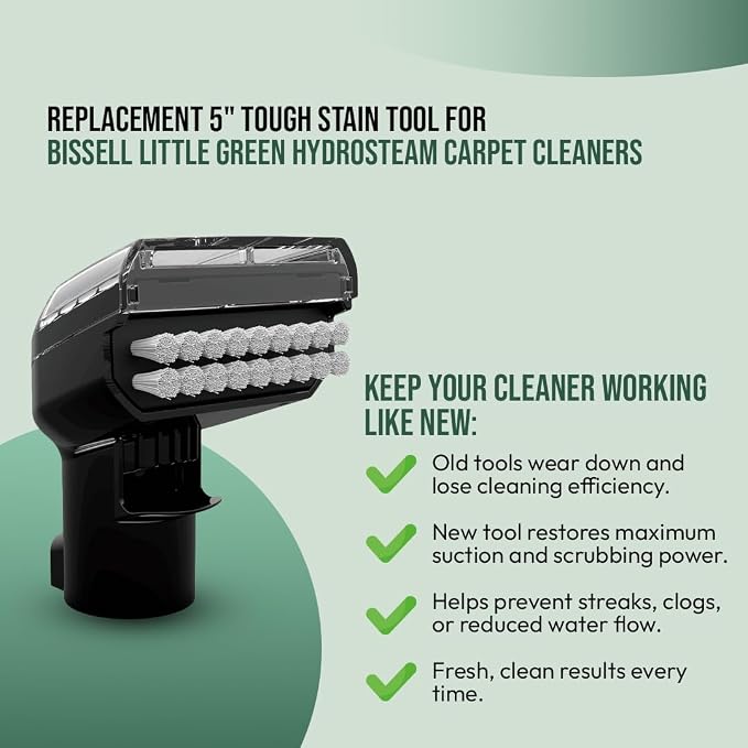 Replacement 5" Tough Stain Tool for Bissell Little Green HydroSteam Carpet Cleaners - Fits Models # 3618, 3605, 3532, 3700