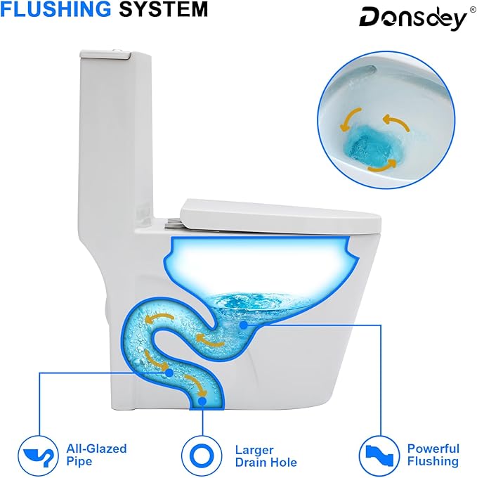 10'' Rough-in Compact One Piece Toilet - White Ceramic Toilets with 15.3" Soft Close Chair Seat 1.1/1.6 GPF for Water Saving Dual Flush Small Bathroom Compact Toilet 14.5''x27''x30.6''