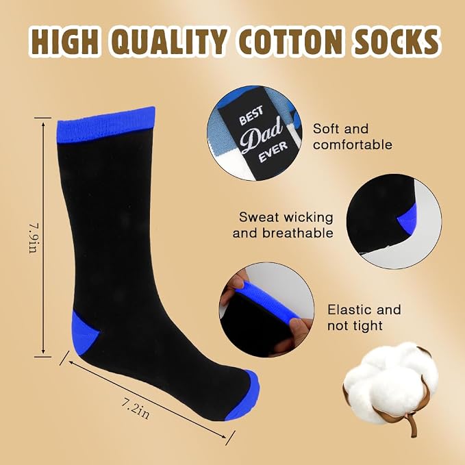 Fathers Day dad gifts christmas Birthday Best Dad Ever Funny Outdoor Hobby Sports Themed Novelty Socks Gift for Men