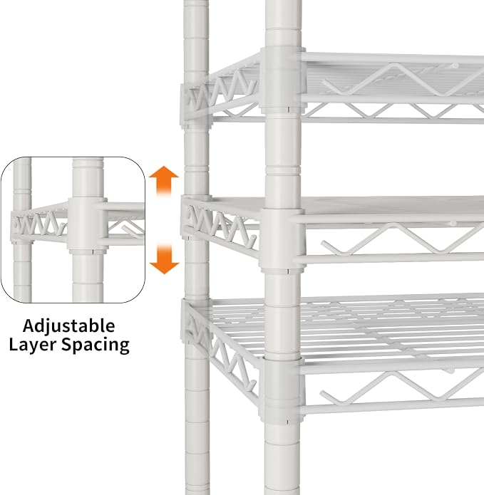 SINGAYE 4 Shelves Storage Shelf Wire Shelving Unit Metal Adjustable Wheels | Small Shelf Storage with Wheels Organizers Closet Unit for Bathroom Laundry Room Kitchen Pantry11.5D x 17.5W x 45H White