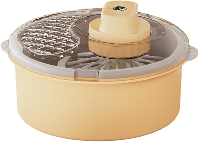 Salad Spinner and Produce Washer, Multifunctional Vegetable Dryer, Electric Lettuce Spinner with Non-Slip Base, Fruit and Veggie Cleaner for Kitchen Prep (QJXZQ-yellow-01)